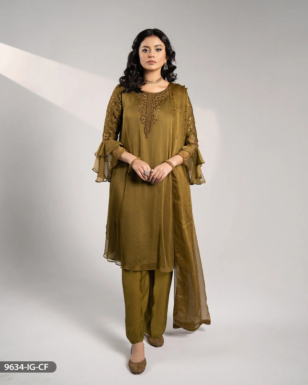 Chiffon Embroidered Suit | 9634-IG-CF Sha Posh Textile