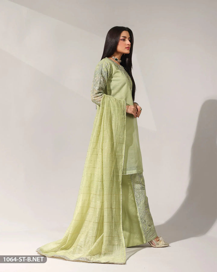 Embroidered Bori Net Suit | 1064-ST-B.NET Sha Posh Textile