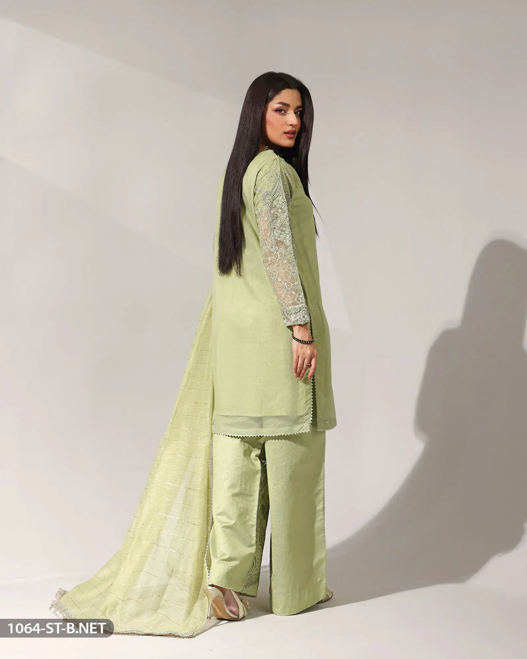 Embroidered Bori Net Suit | 1064-ST-B.NET Sha Posh Textile