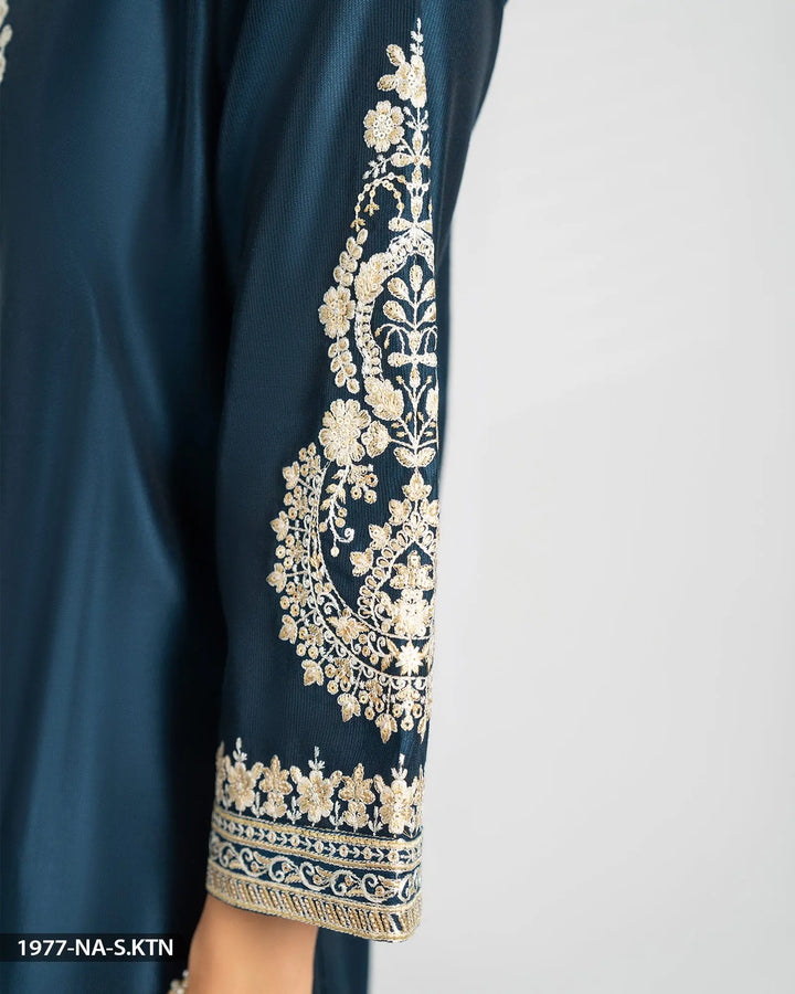 Embroidered Chambray Katan Suit | 1977-NA-S.KTN ShaPosh Textile