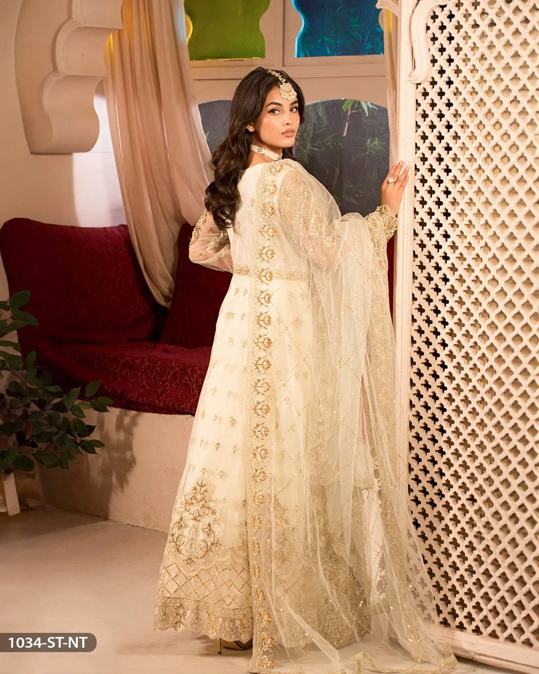 Embroidered Net Maxi | 1034-ST-NT Sha Posh Textile