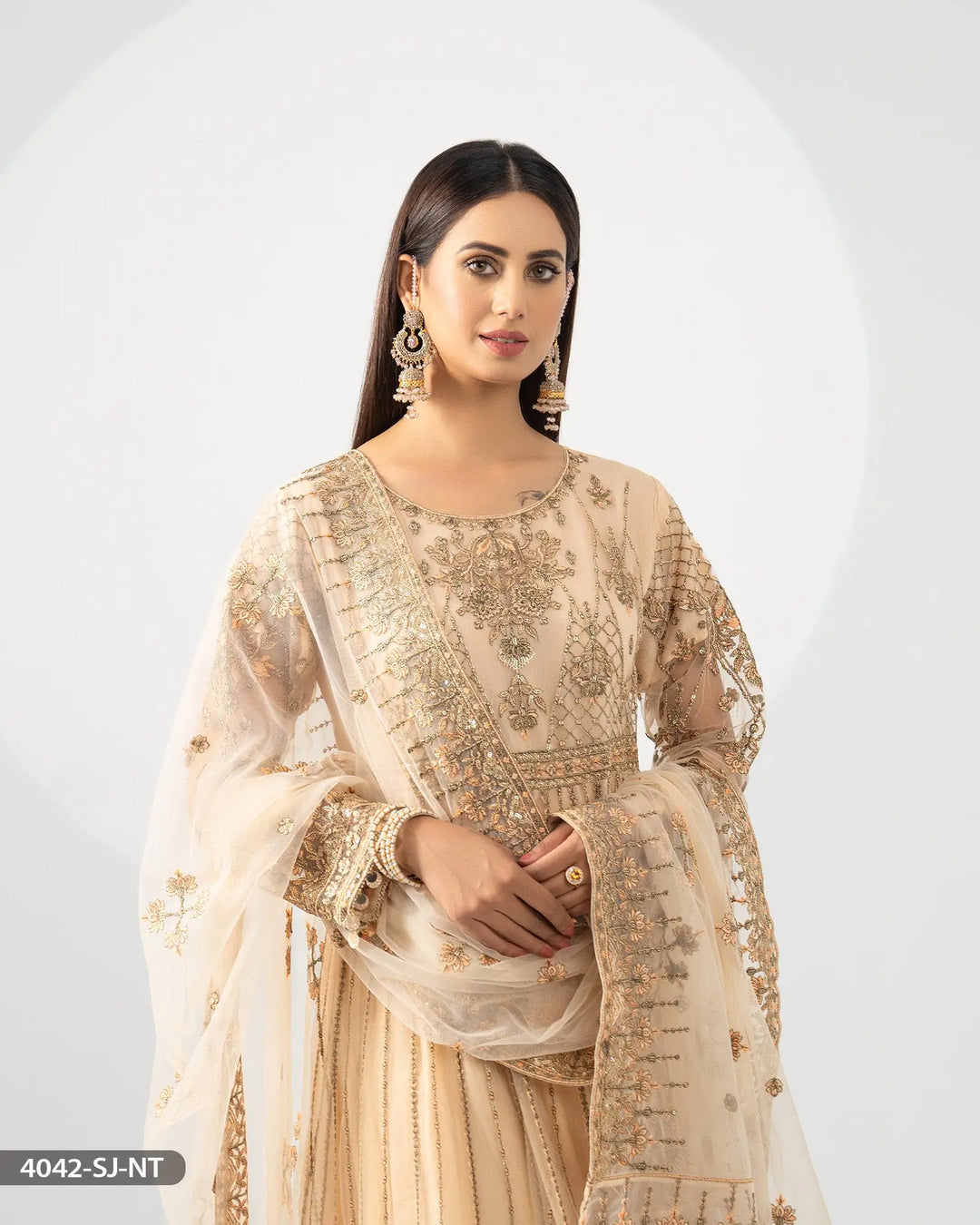 Embroidered Net Maxi | 4042-SJ-NT ShaPosh Textile