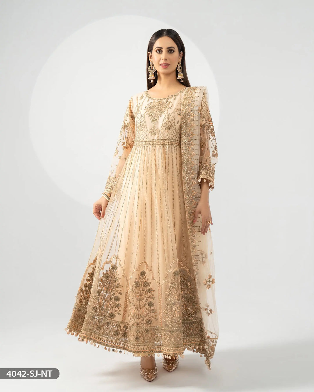 Embroidered Net Maxi | 4042-SJ-NT ShaPosh Textile