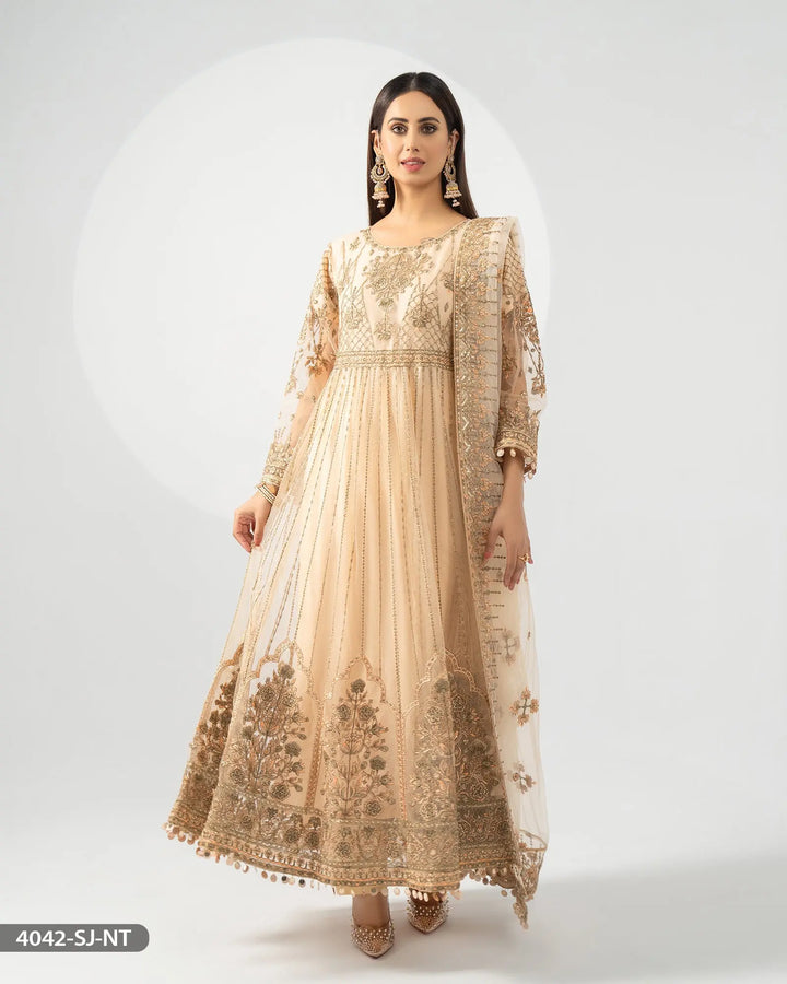 Embroidered Net Maxi | 4042-SJ-NT ShaPosh Textile