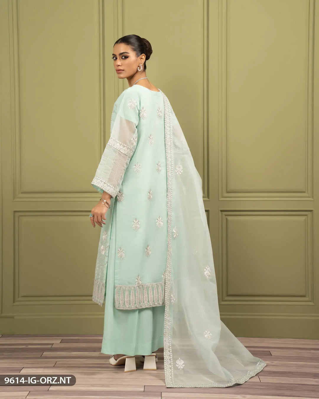 Embroidered Organza Net Suit | 9614-IG-ORZ ShaPosh Textile