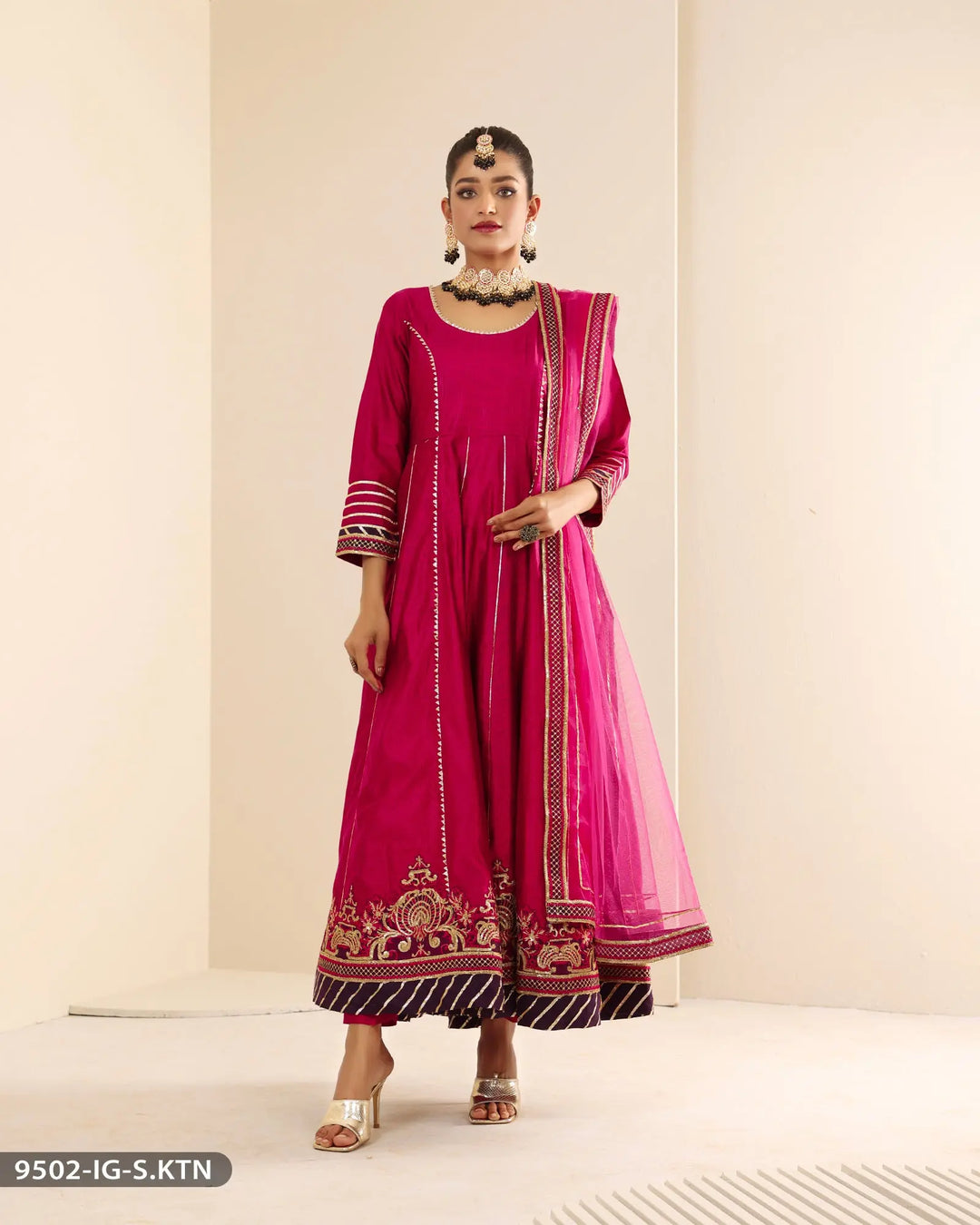 FORMAL 3PC EMBROIDERED MAXI | 9502-IG-S.KTN Sha Posh Textile