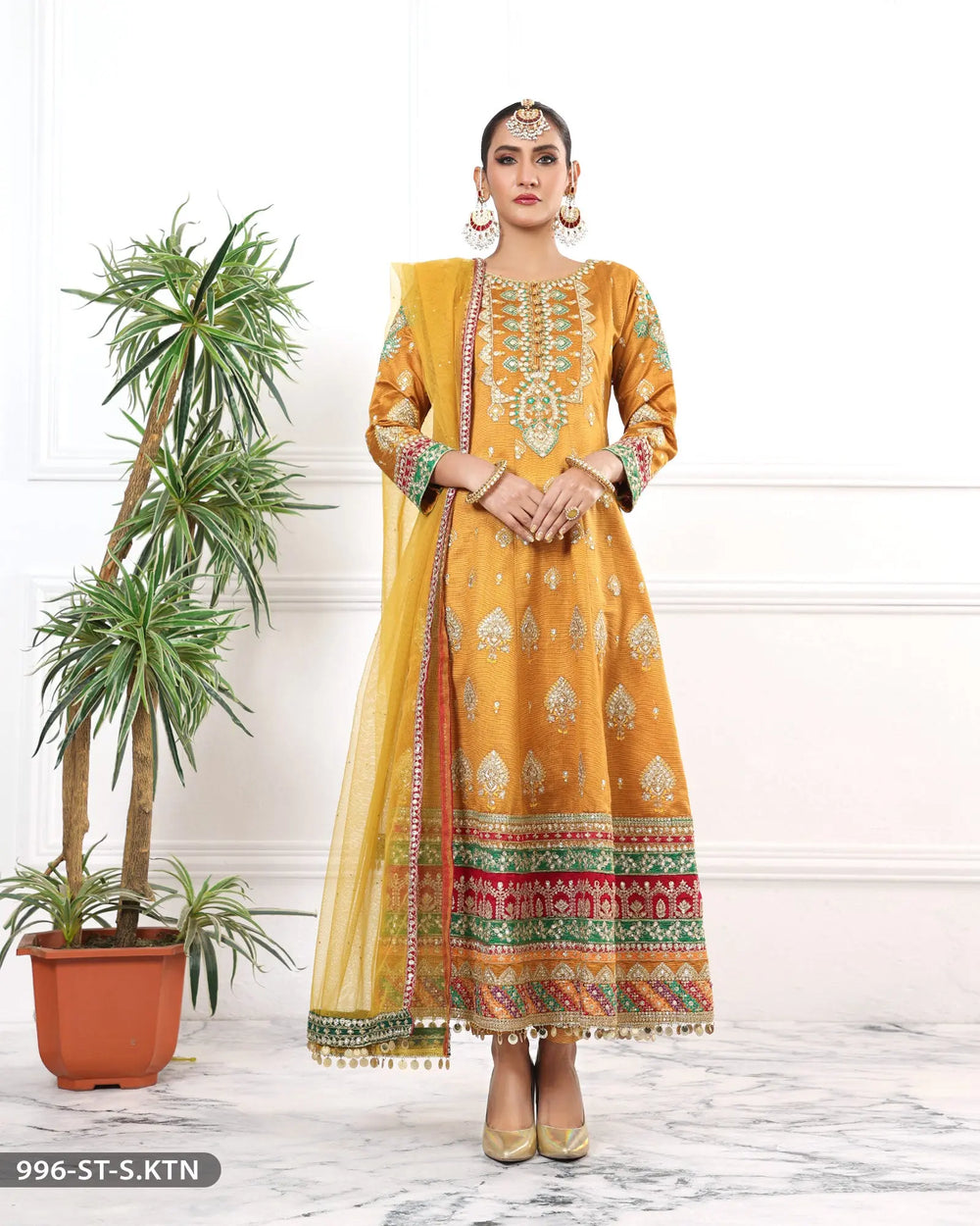 FORMAL 3PC EMBROIDERED MAXI | 996-ST-S.KTN ShaPosh Textile