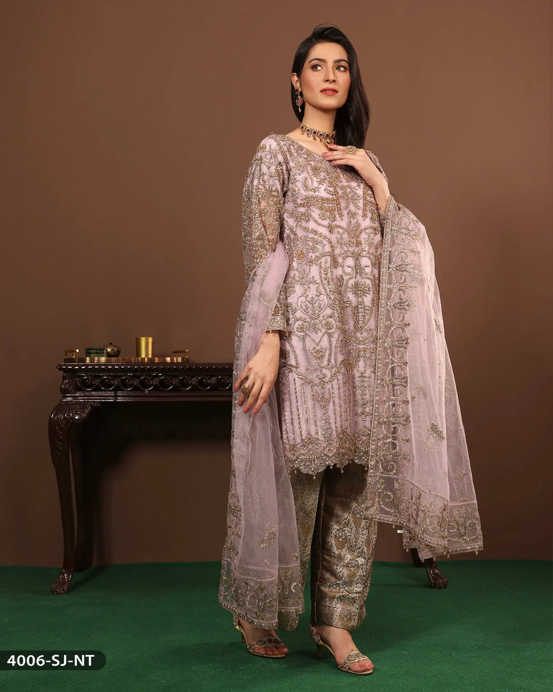 FORMAL 3PC EMBROIDERED SUIT | 4006-SJ-NT ShaPosh Textile