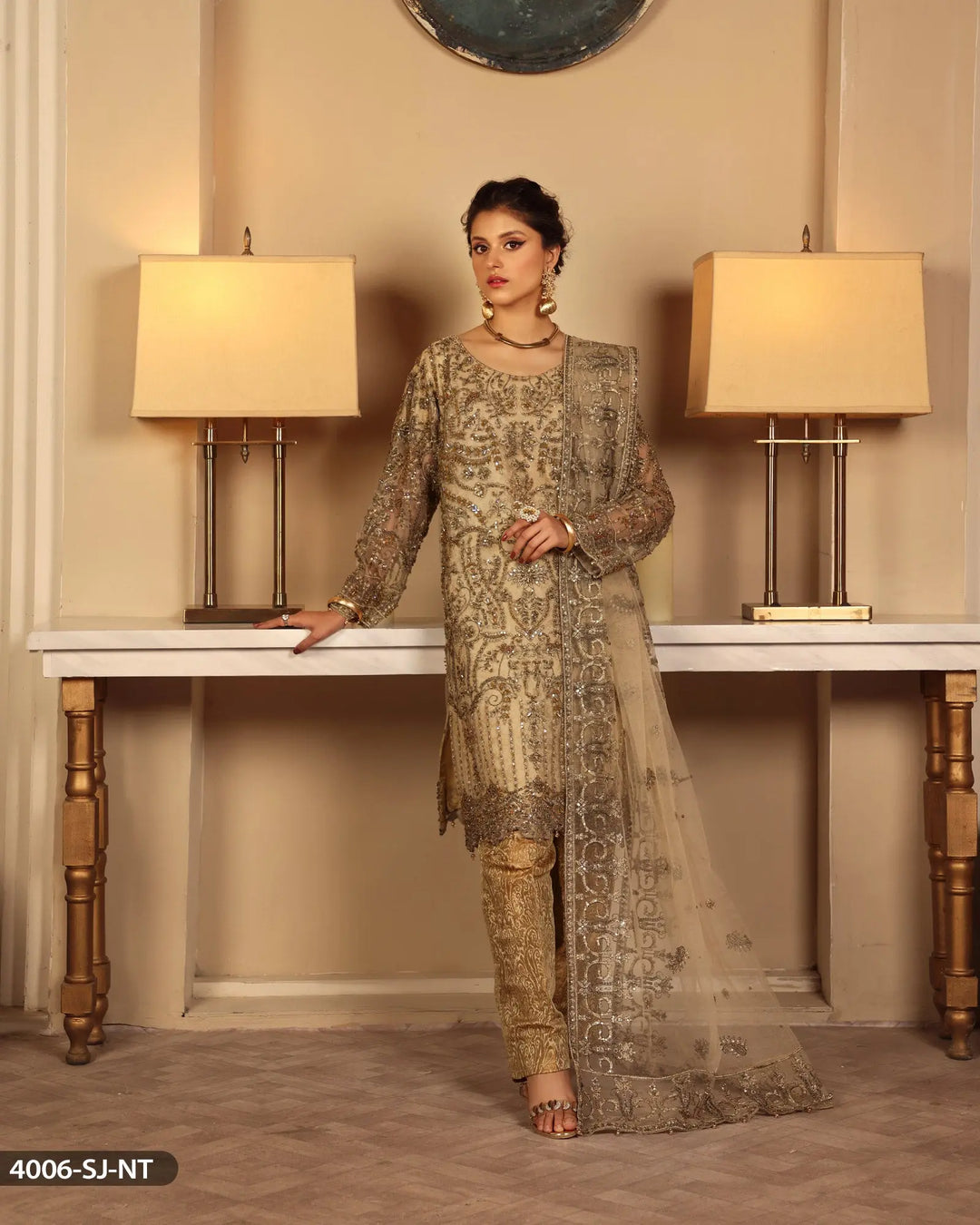 FORMAL 3PC EMBROIDERED SUIT | 4006-SJ-NT ShaPosh Textile