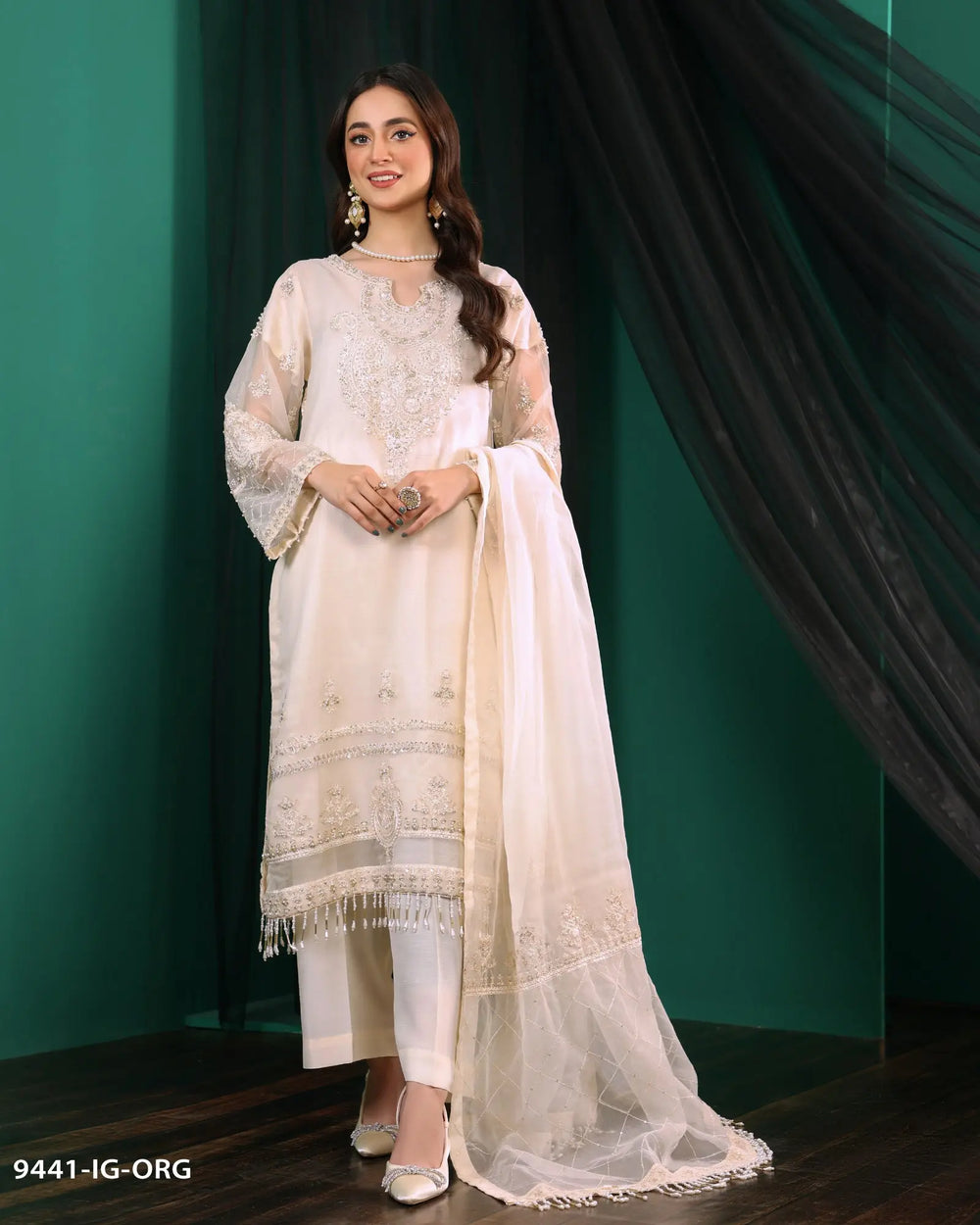 FORMAL 3PC EMBROIDERED SUIT | 9441-IG-ORZ ShaPosh Textile