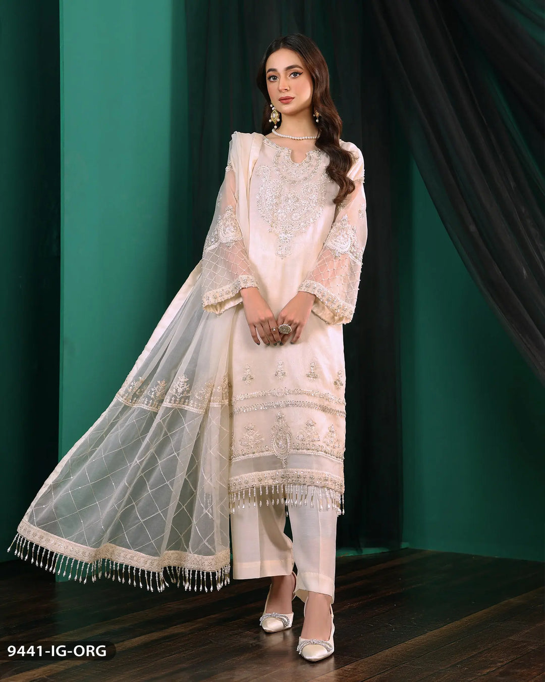 FORMAL 3PC EMBROIDERED SUIT | 9441-IG-ORZ ShaPosh Textile