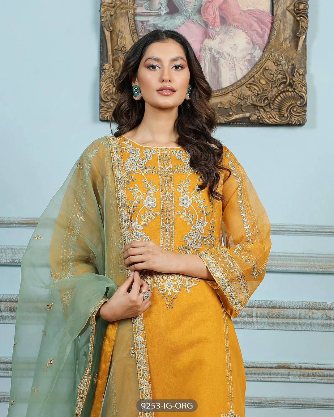 Formal 3 Piece Suit Embroidered (Stitched) | 9253-IG-ORG ShaPosh Textile