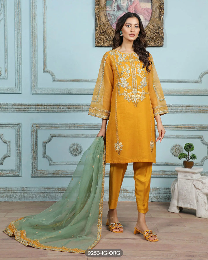 Formal 3 Piece Suit Embroidered (Stitched) | 9253-IG-ORG ShaPosh Textile