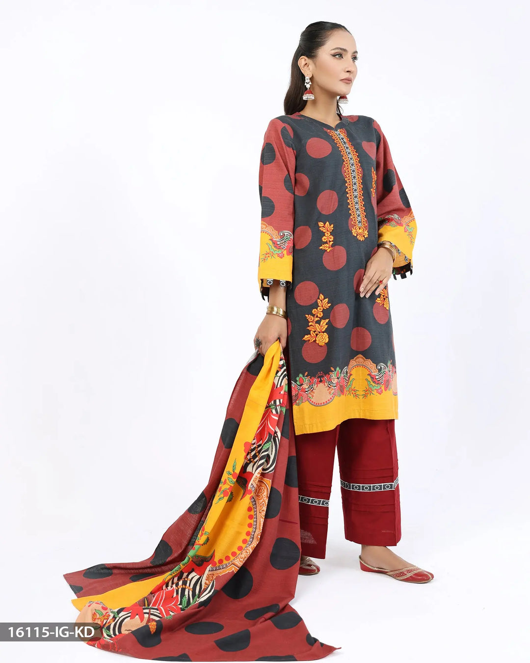 Khaddar Embroidered Suit | 16115-IG-KD Sha Posh Textile