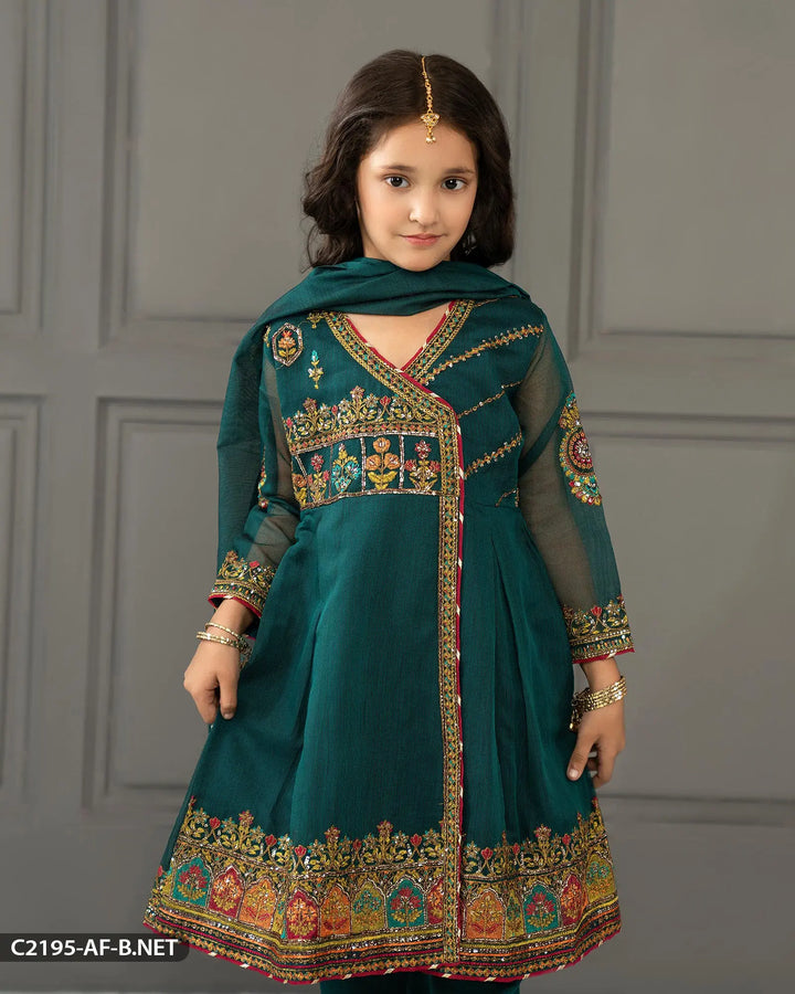 Kids Bori Net Embroidered Suit | 2195-AF-B.NET ShaPosh Textile