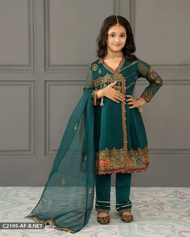 Kids Bori Net Embroidered Suit | 2195-AF-B.NET ShaPosh Textile