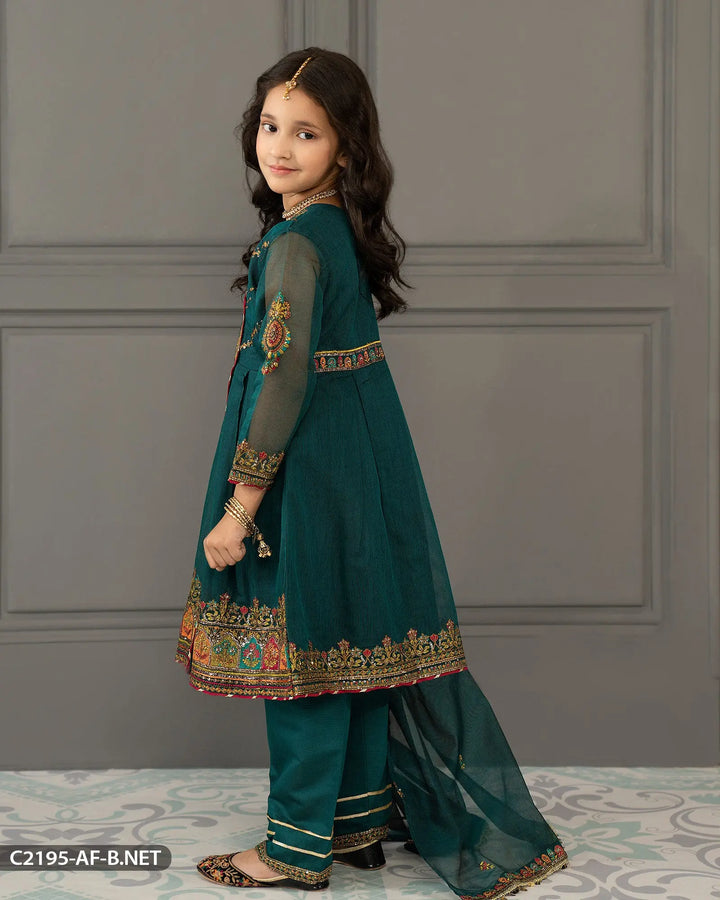 Kids Bori Net Embroidered Suit | 2195-AF-B.NET ShaPosh Textile