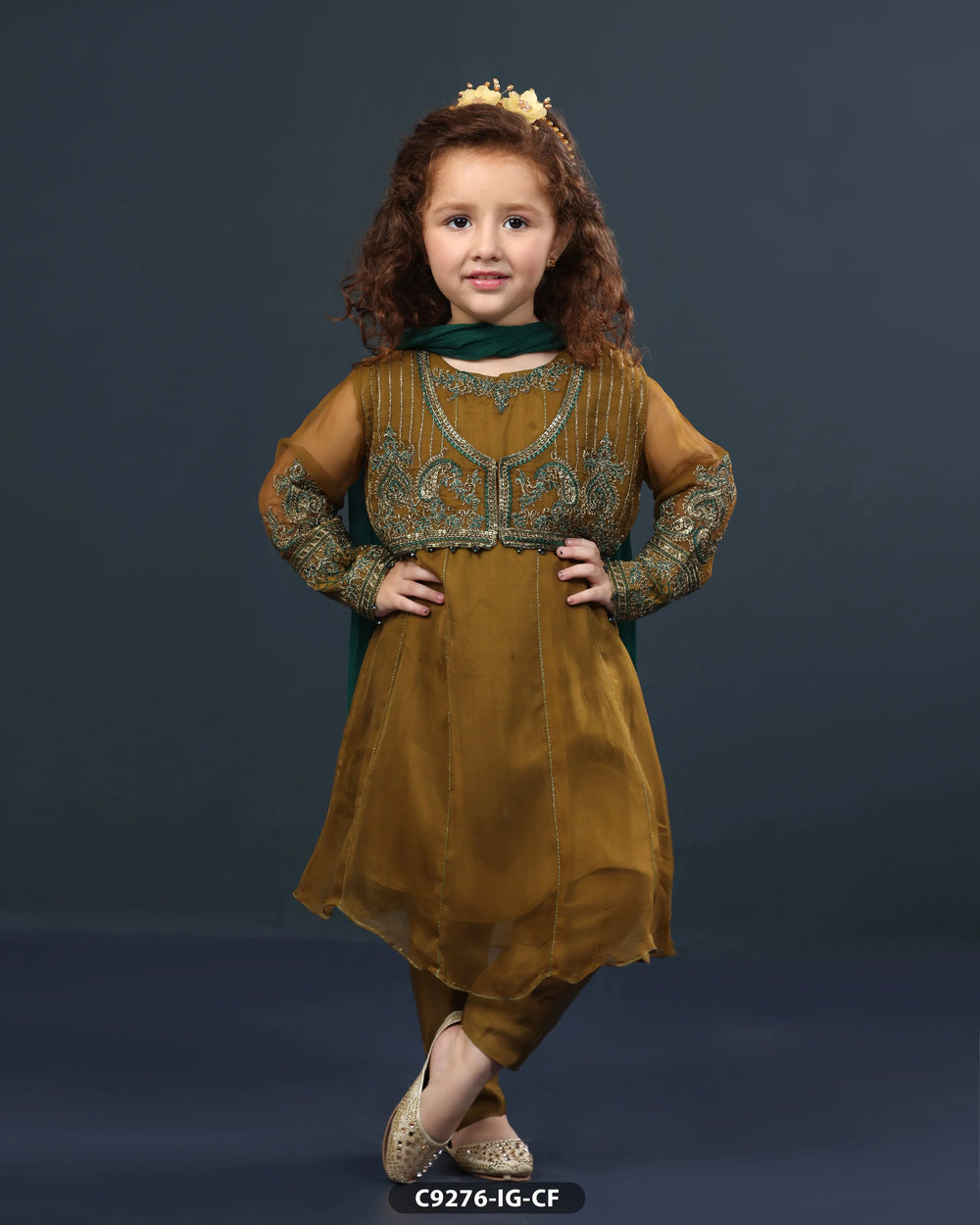 Kids Chiffon Embroidered Frock | 9276-IG-CF Sha Posh Textile