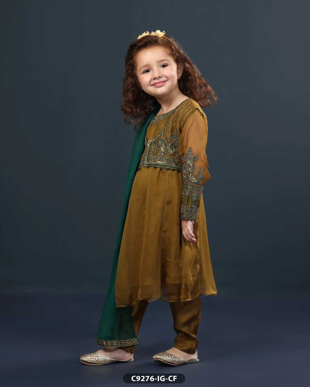 Kids Chiffon Embroidered Frock | 9276-IG-CF Sha Posh Textile