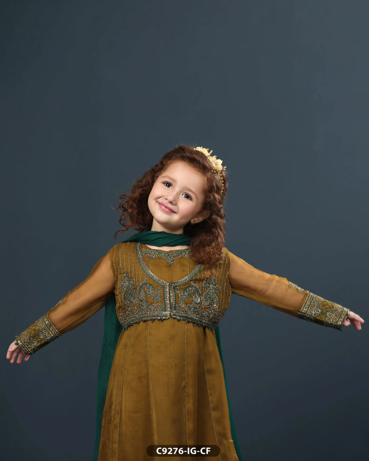 Kids Chiffon Embroidered Frock | 9276-IG-CF Sha Posh Textile