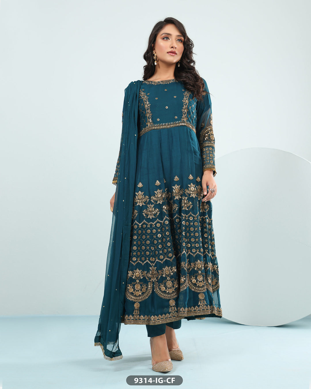 Formal 3 Piece Maxi Chiffon Tilla Embroidered (Stitched) | 9314-IG-CF