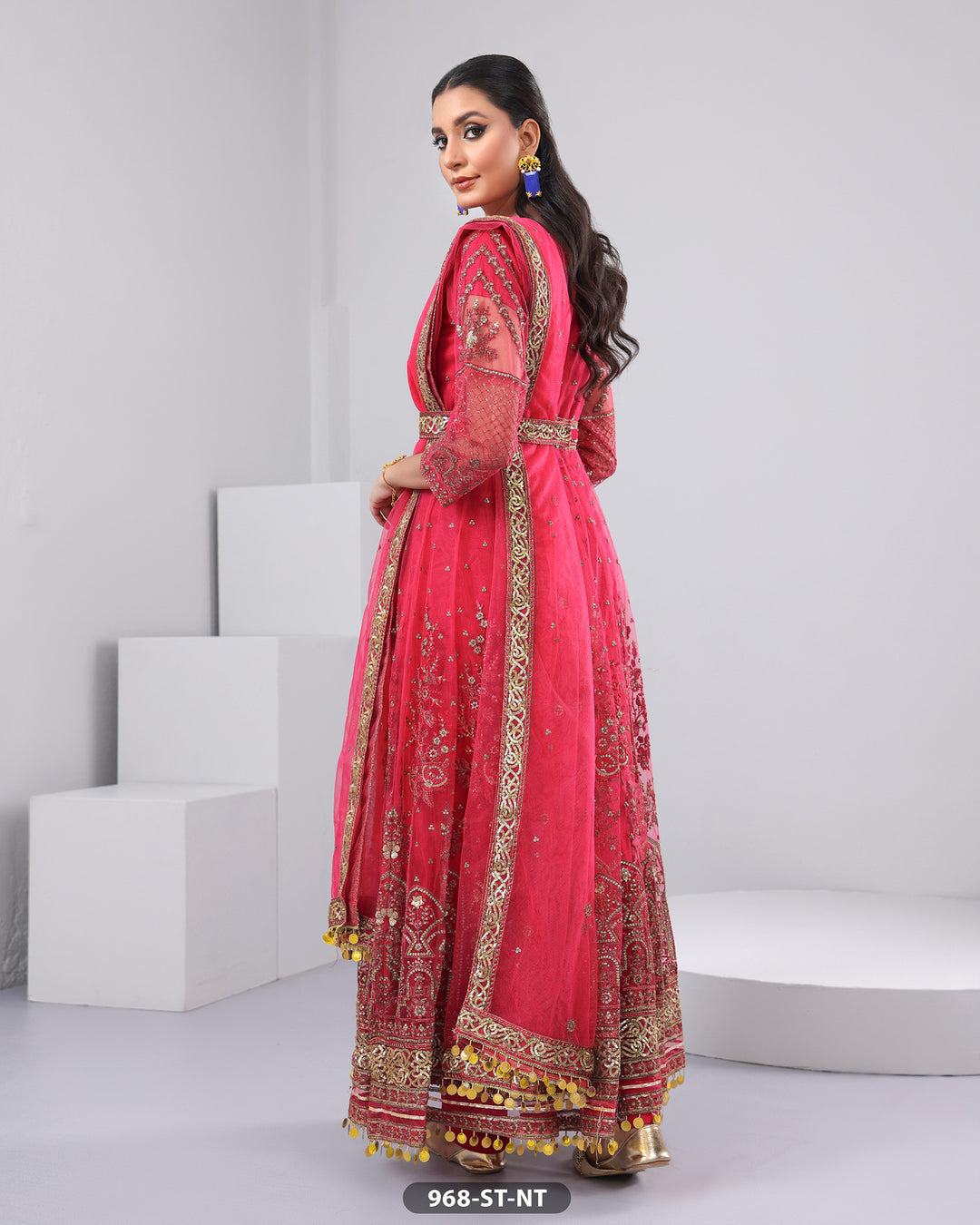 Formal Maxi 3 Piece Net with Tilla Embroidered (Stitched) | 968-ST-NT