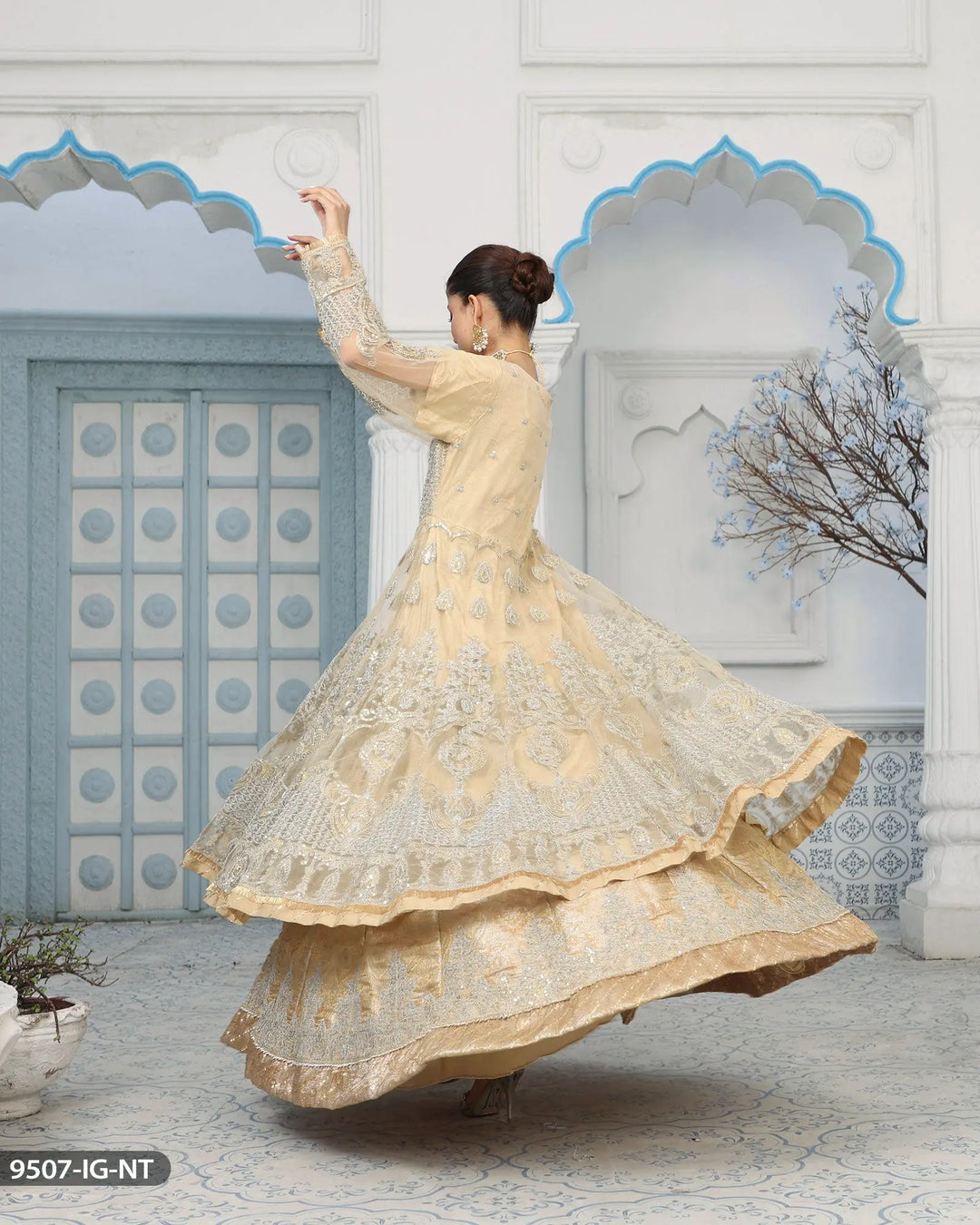 Open Frock-Lehnga-Bridal Dress | 9507-IG-NT ShaPosh Textile