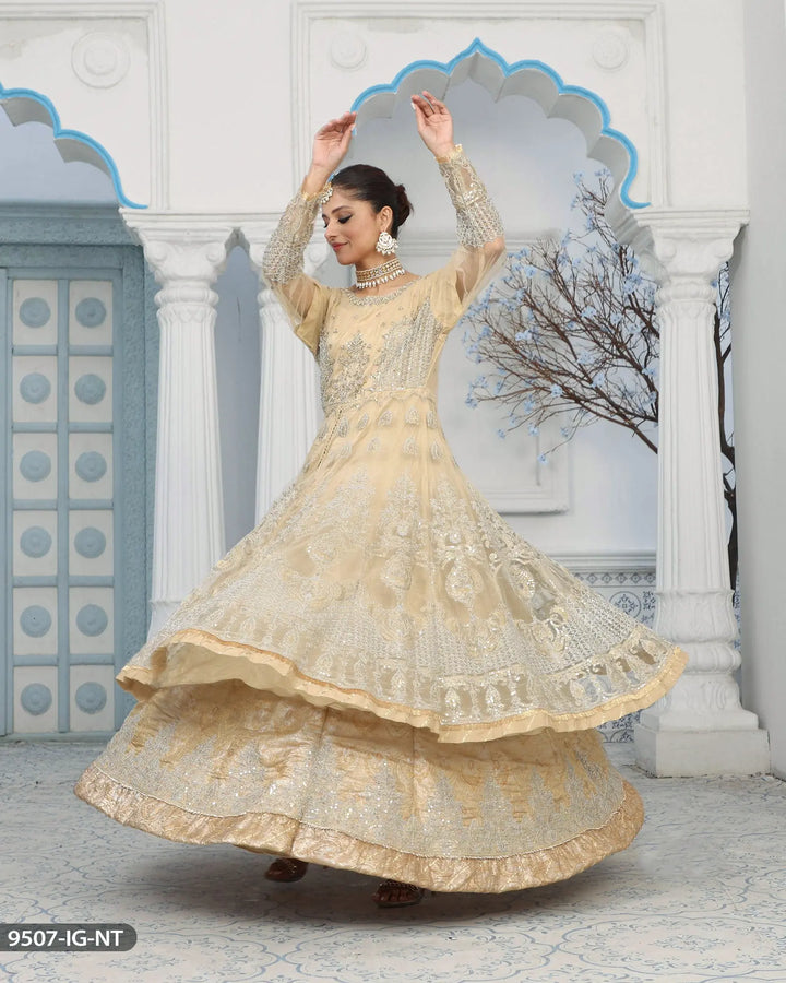 Open Frock-Lehnga-Bridal Dress | 9507-IG-NT ShaPosh Textile