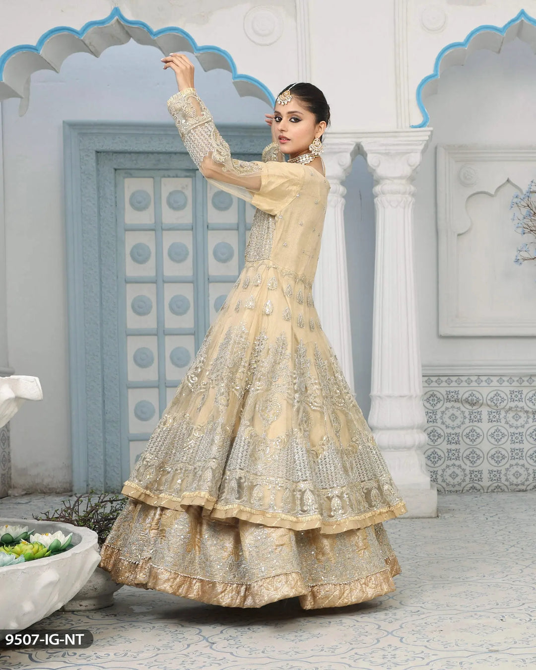 Open Frock-Lehnga-Bridal Dress | 9507-IG-NT ShaPosh Textile