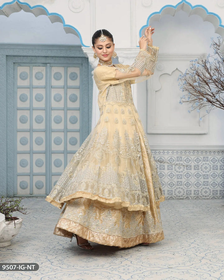 Open Frock-Lehnga-Bridal Dress | 9507-IG-NT ShaPosh Textile