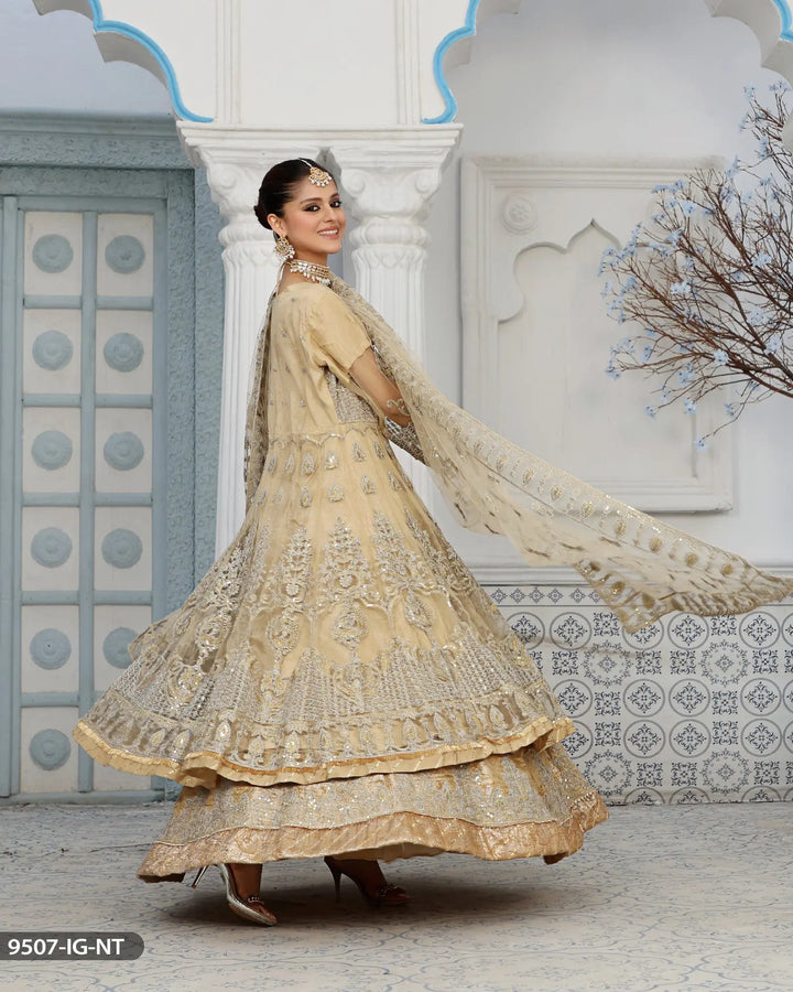 Open Frock-Lehnga-Bridal Dress | 9507-IG-NT ShaPosh Textile