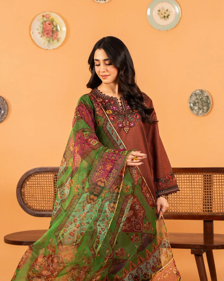 3 Piece Chambray Katan Suit Stitched | 1304-NA-S.KTN - Sha Posh Textile