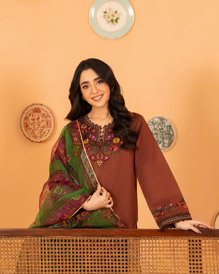 3 Piece Chambray Katan Suit Stitched | 1304-NA-S.KTN - Sha Posh Textile