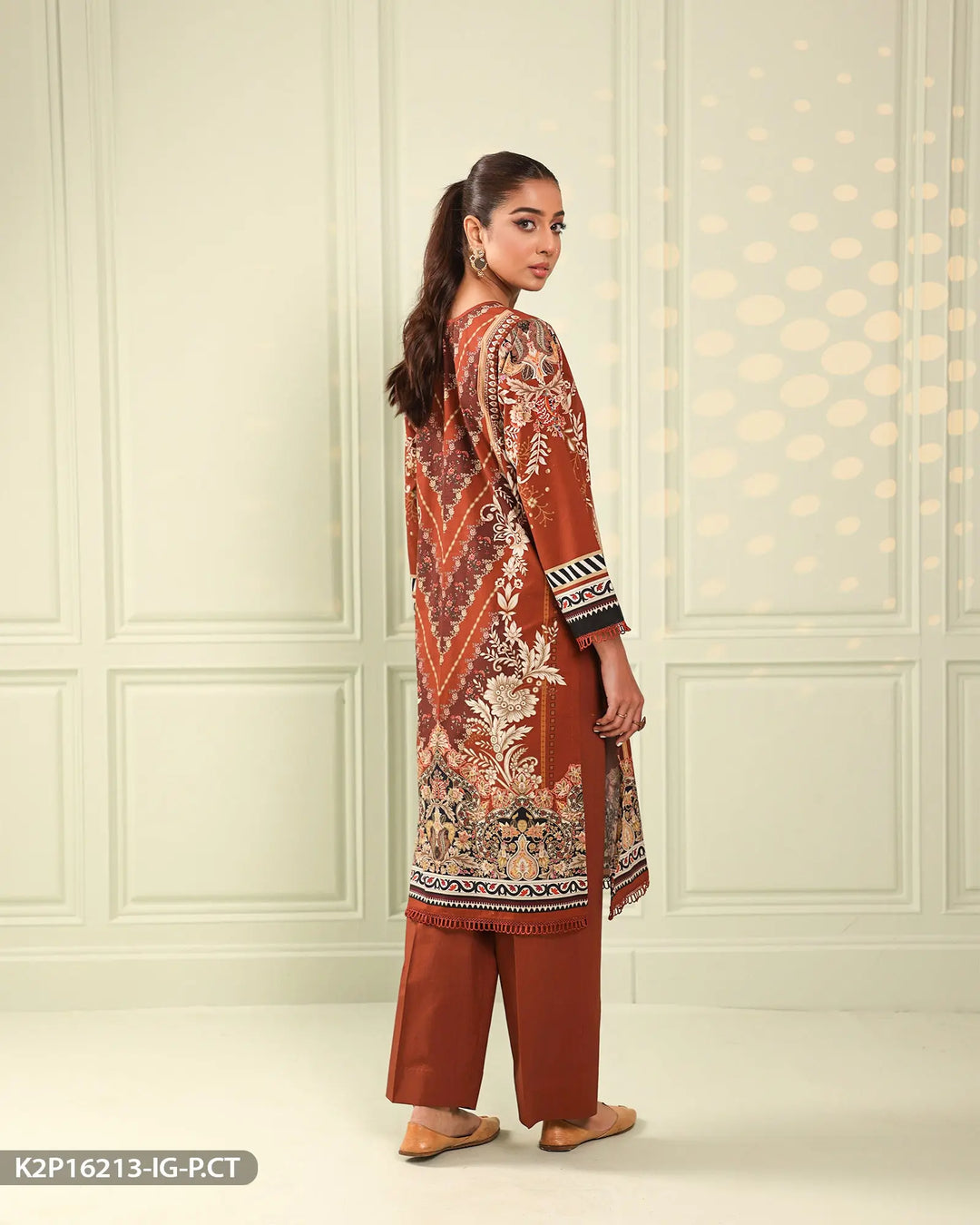 Poplin Cotton Printed Suit | 16213-IG-P.CT Sha Posh Textile