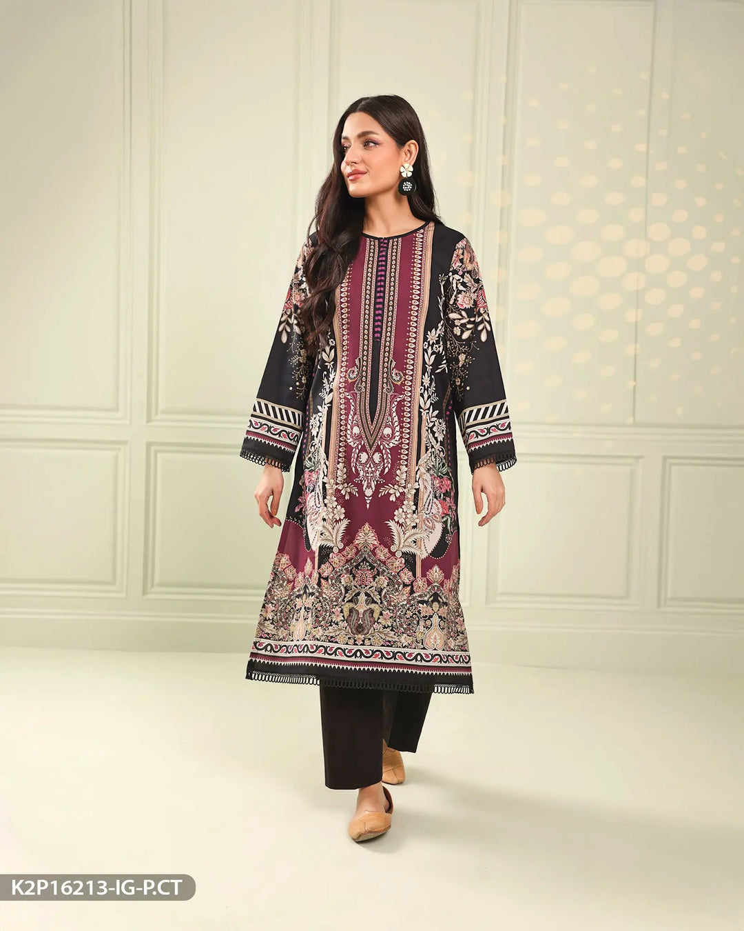 Poplin Cotton Printed Suit | 16213-IG-P.CT Sha Posh Textile