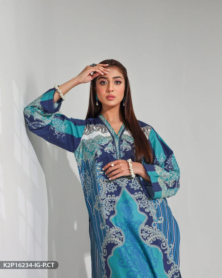 Printed Poplin Cotton Suit | 16234-IG-P.CT Sha Posh Textile