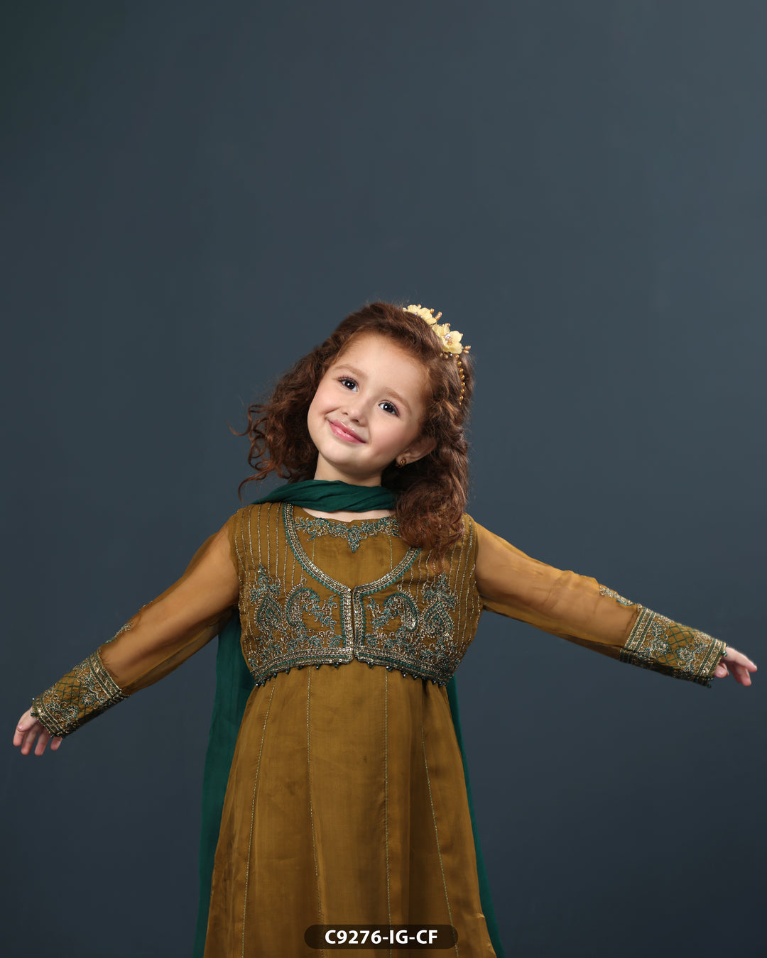 Kids Chiffon Embroidered Frock | 9276-IG-CF