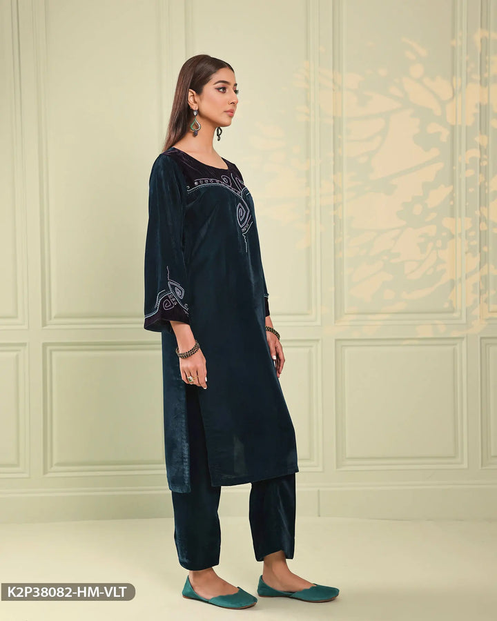 Stitched 2 Piece Velvet Suit | 38082-HM-VLT Sha Posh Textile