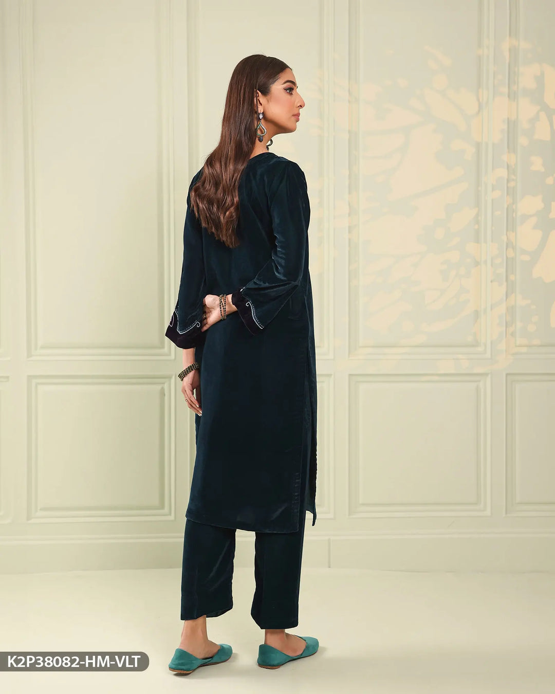 Stitched 2 Piece Velvet Suit | 38082-HM-VLT Sha Posh Textile