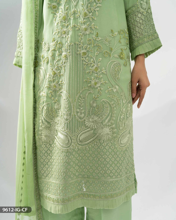 Stitched 3 Piece Chiffon Suit | 9612-IG-CF ShaPosh Textile