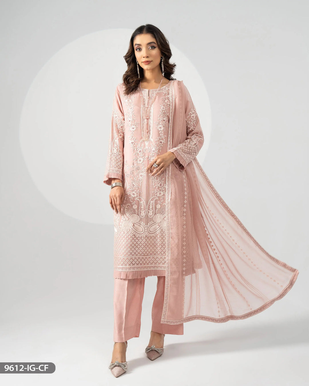 Stitched 3 Piece Chiffon Suit | 9612-IG-CF ShaPosh Textile