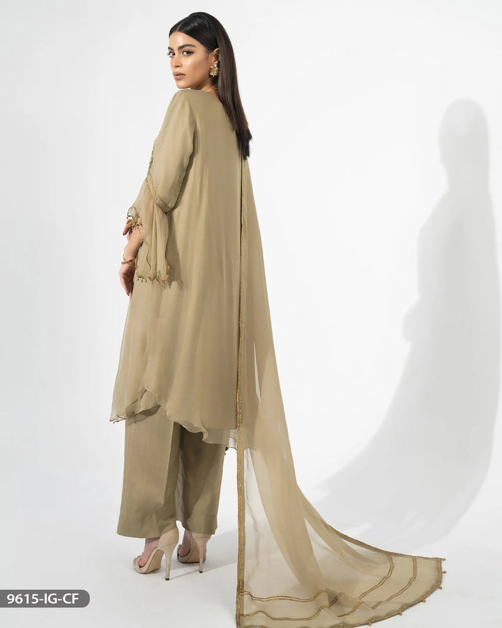 Stitched 3 Piece Chiffon Suit | 9615-IG-CF Sha Posh Textile