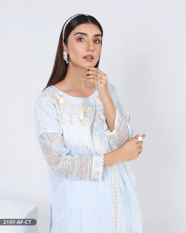 Stitched 3 Piece Cotton Embroidered Suit | 2197-AF-R.CT ShaPosh Textile