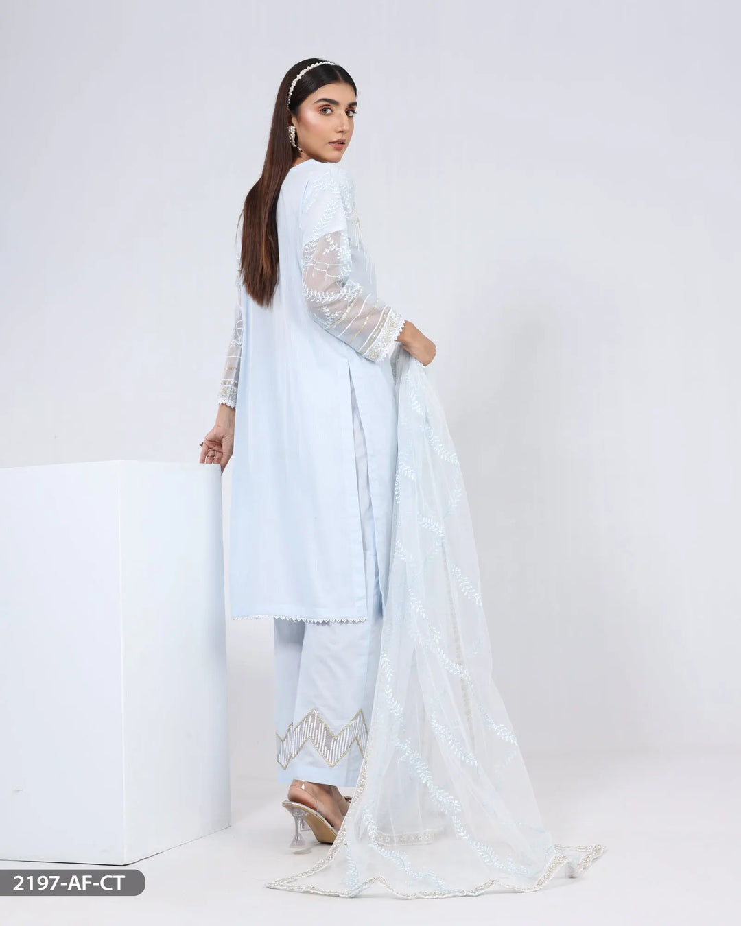 Stitched 3 Piece Cotton Embroidered Suit | 2197-AF-R.CT ShaPosh Textile