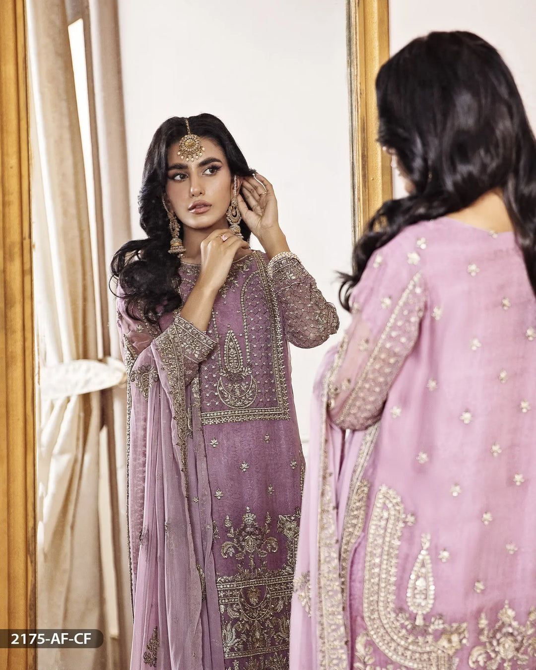 Stitched 3 Piece Embroidered Chiffon Suit | 2175-AF-CF Sha Posh Textile