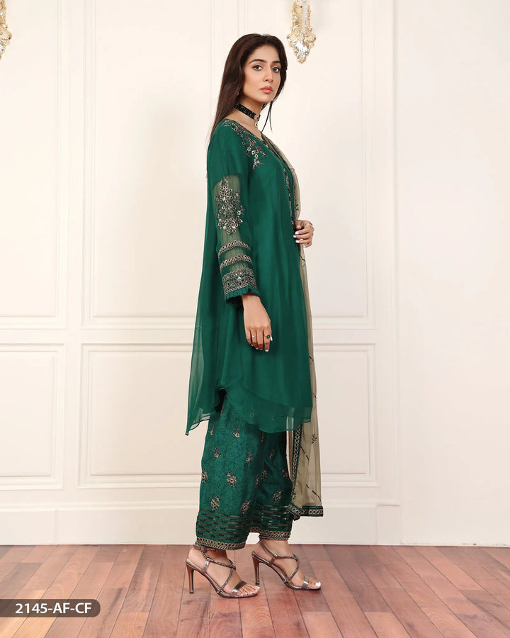 Stitched 3 Piece Embroidered Frock | 2145-AF-CF Sha Posh Textile