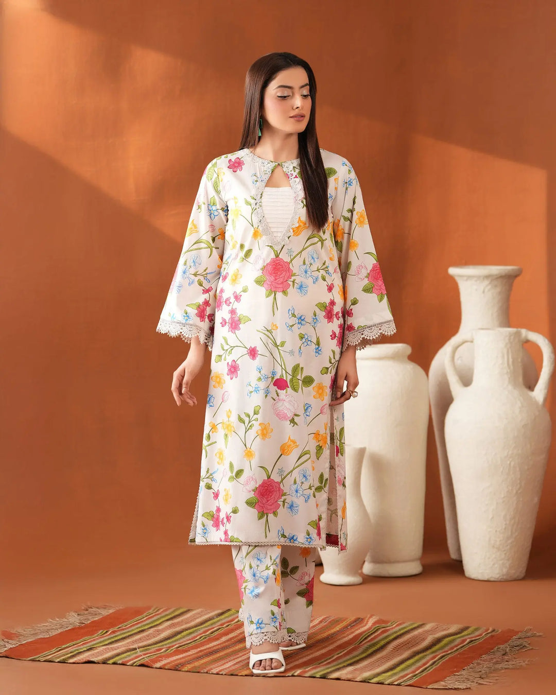 2-Piece Printed Cambric Cotton Suit Unstitched | UNFF0124-K.CT - Sha Posh Textile