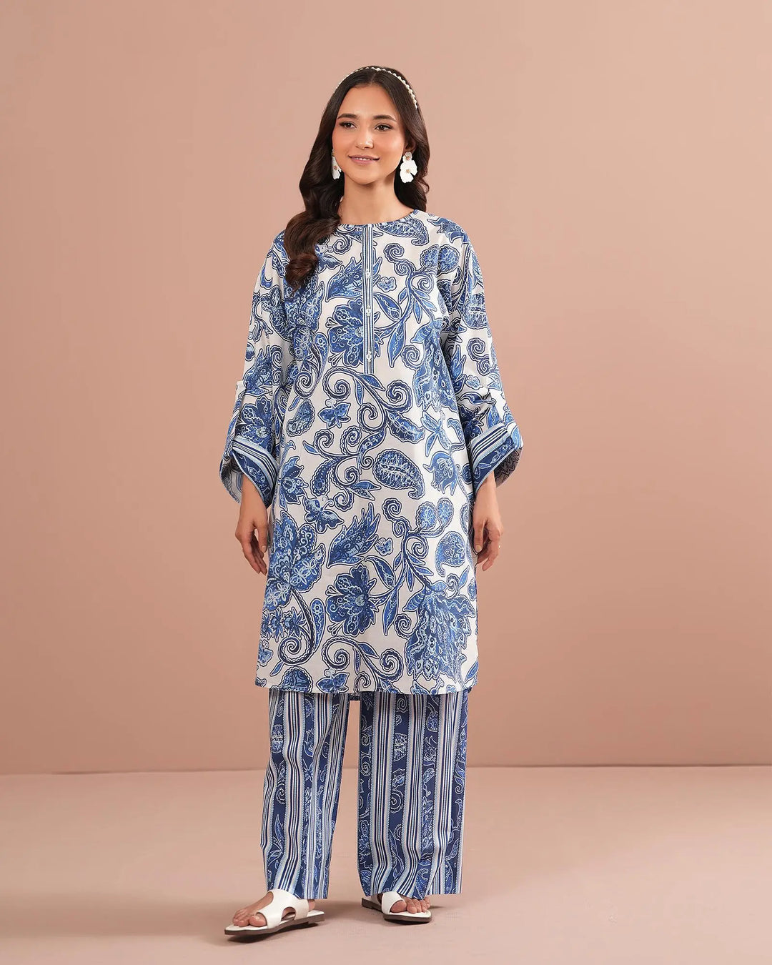 2-Piece Printed Cambric Cotton Suit Unstitched | UNFF0125-K.CT - Sha Posh Textile