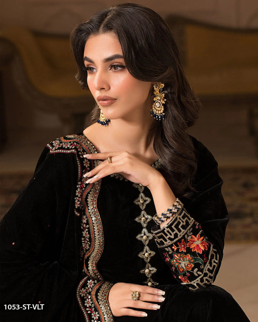 Velvet Embroidered Suit | 1053-ST-VLT ShaPosh Textile