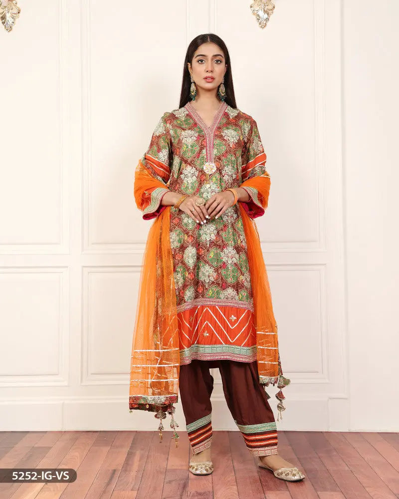 3 Piece Embroidered Viscose Suit | 5252-IG-VS ShaPosh Textile